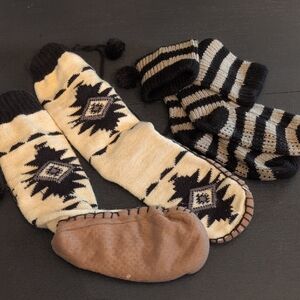 Patterned Black and Cream Socks Set
